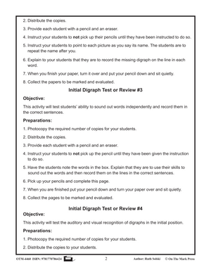 Digraph Reviews or Tests: Kindergarten - Grade 1