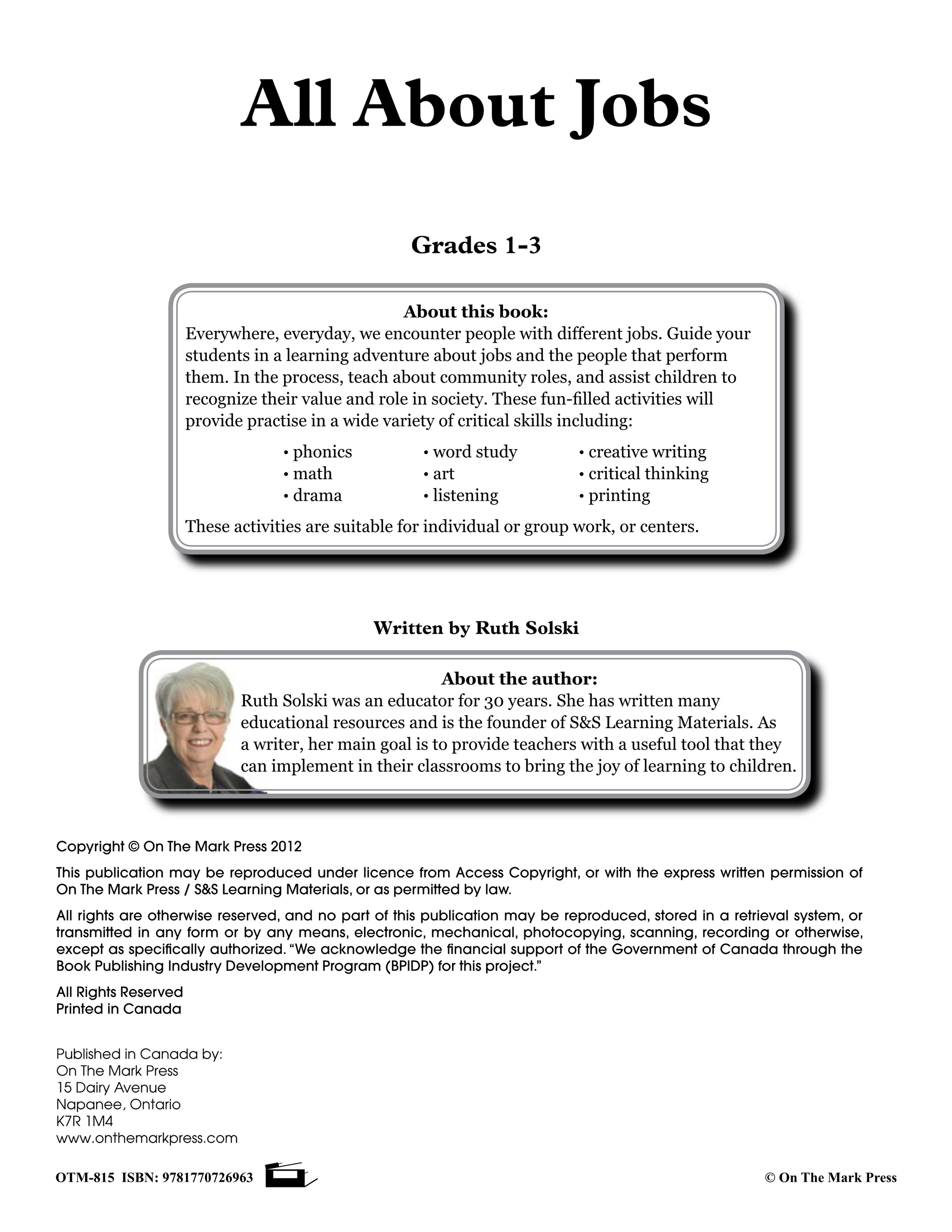 All About Jobs/Careers Grades 1-3