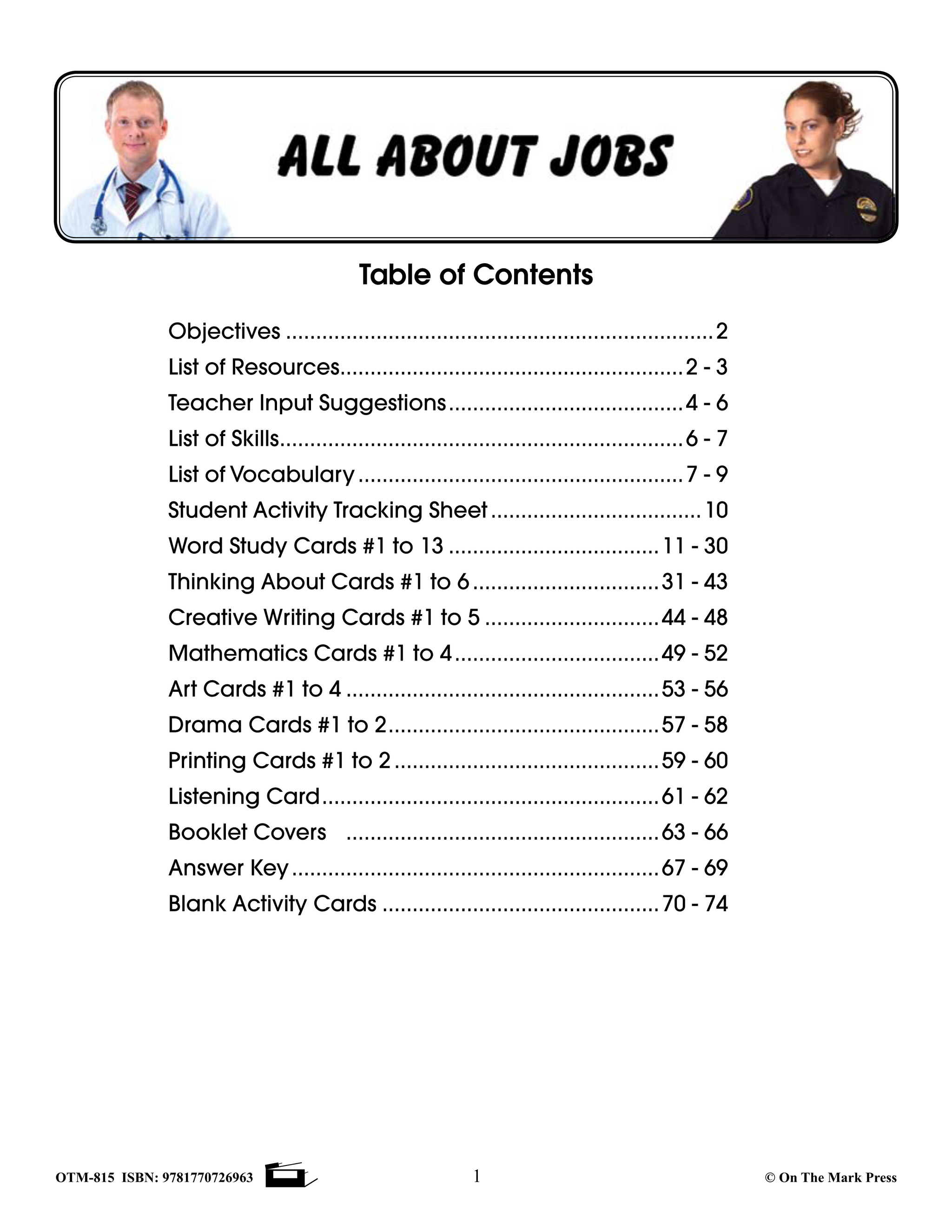 All About Jobs/Careers Grades 1-3