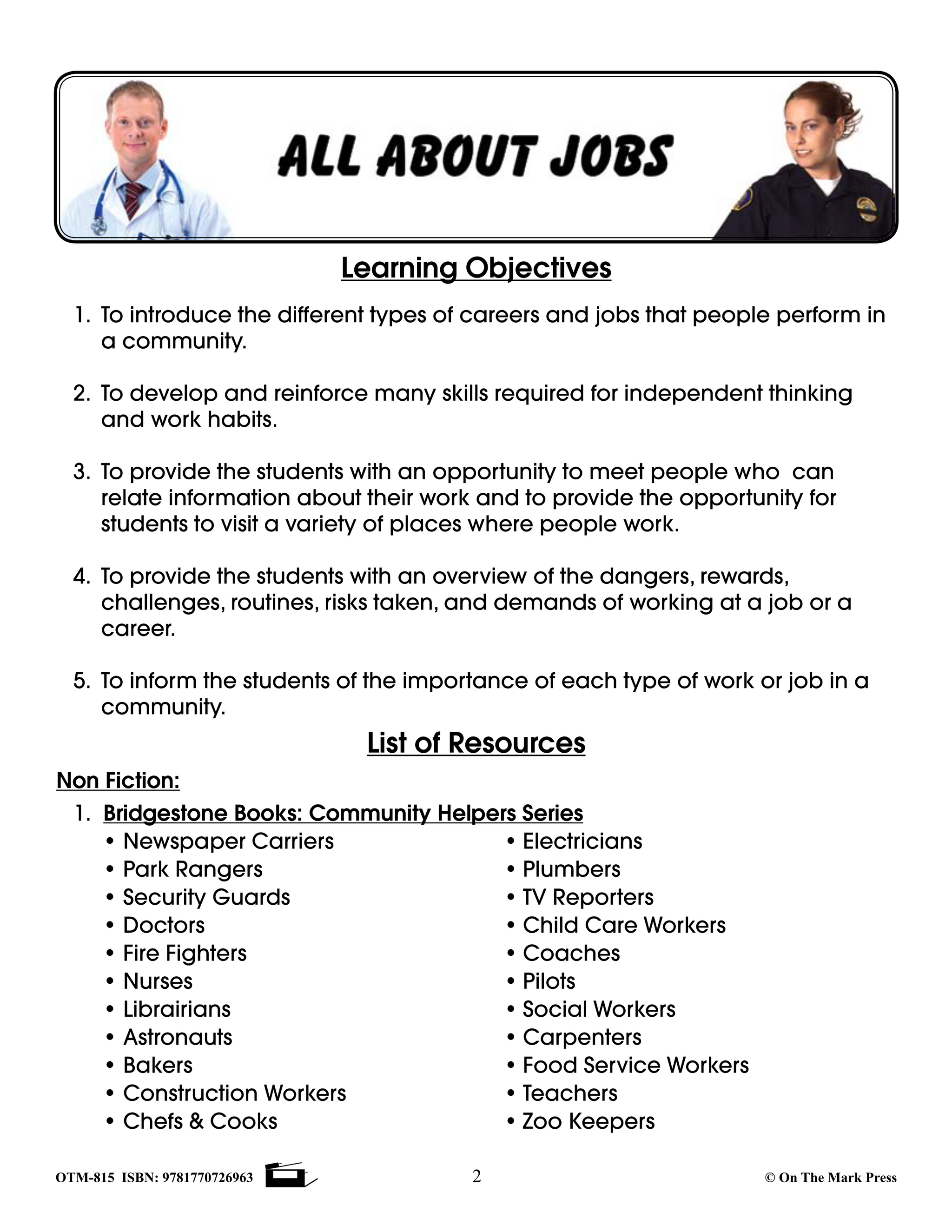 All About Jobs/Careers Grades 1-3