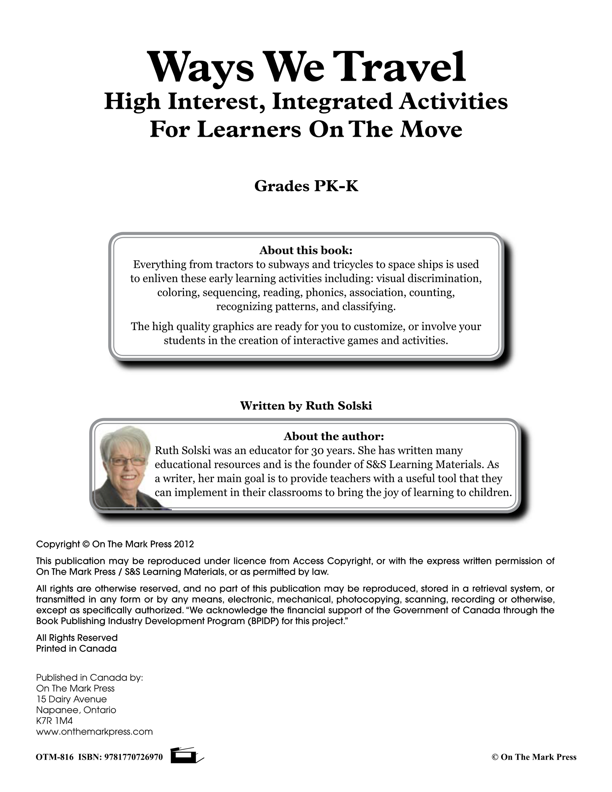 Ways We Travel Grades Preschool to Kingergarten