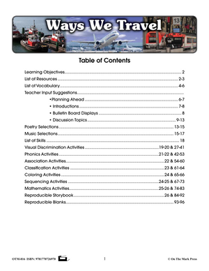 Ways We Travel Grades Preschool to Kingergarten