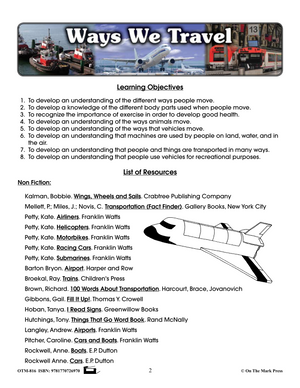 Ways We Travel Grades Preschool to Kingergarten