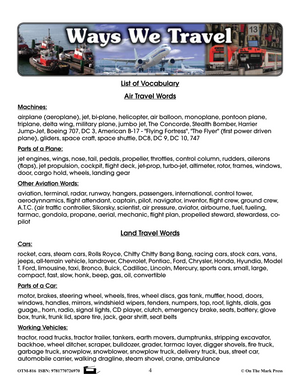 Ways We Travel Grades Preschool to Kingergarten