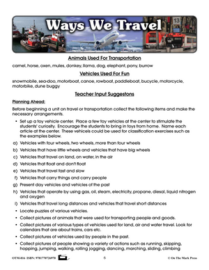 Ways We Travel Grades Preschool to Kingergarten