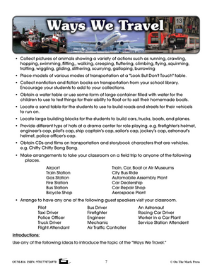 Ways We Travel Grades Preschool to Kingergarten