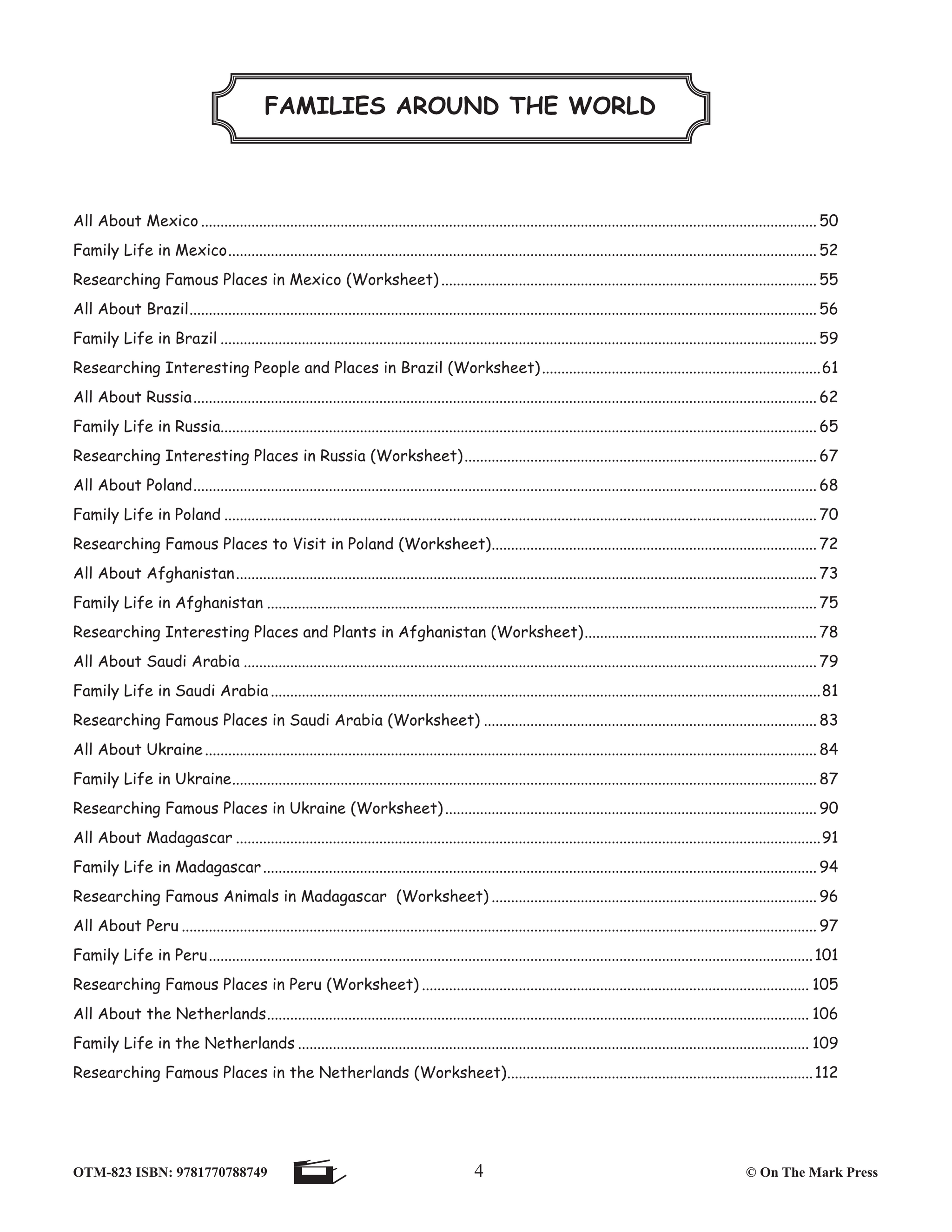 Families Around the World Grades 4-6 - 16 Countries