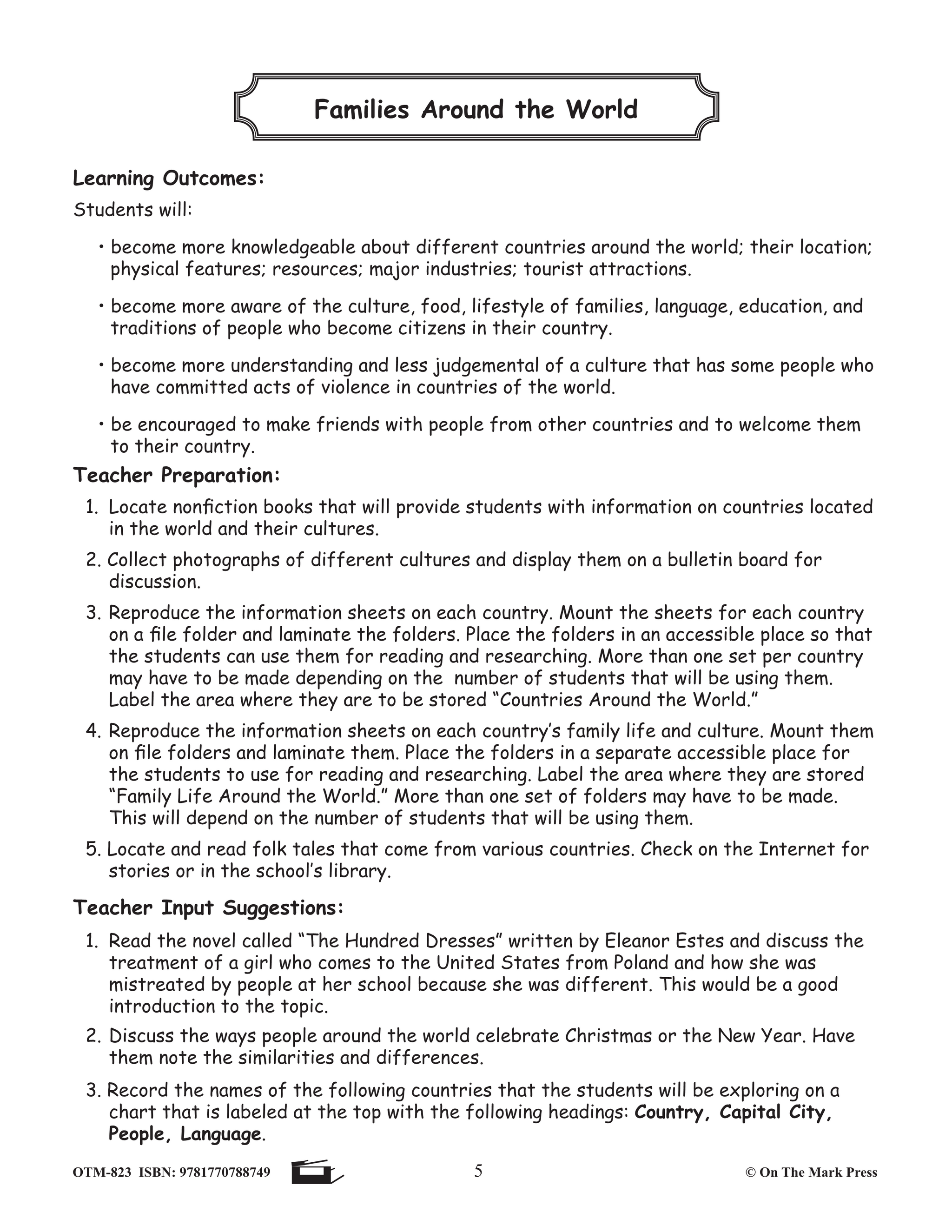 Families Around the World Grades 4-6 - 16 Countries