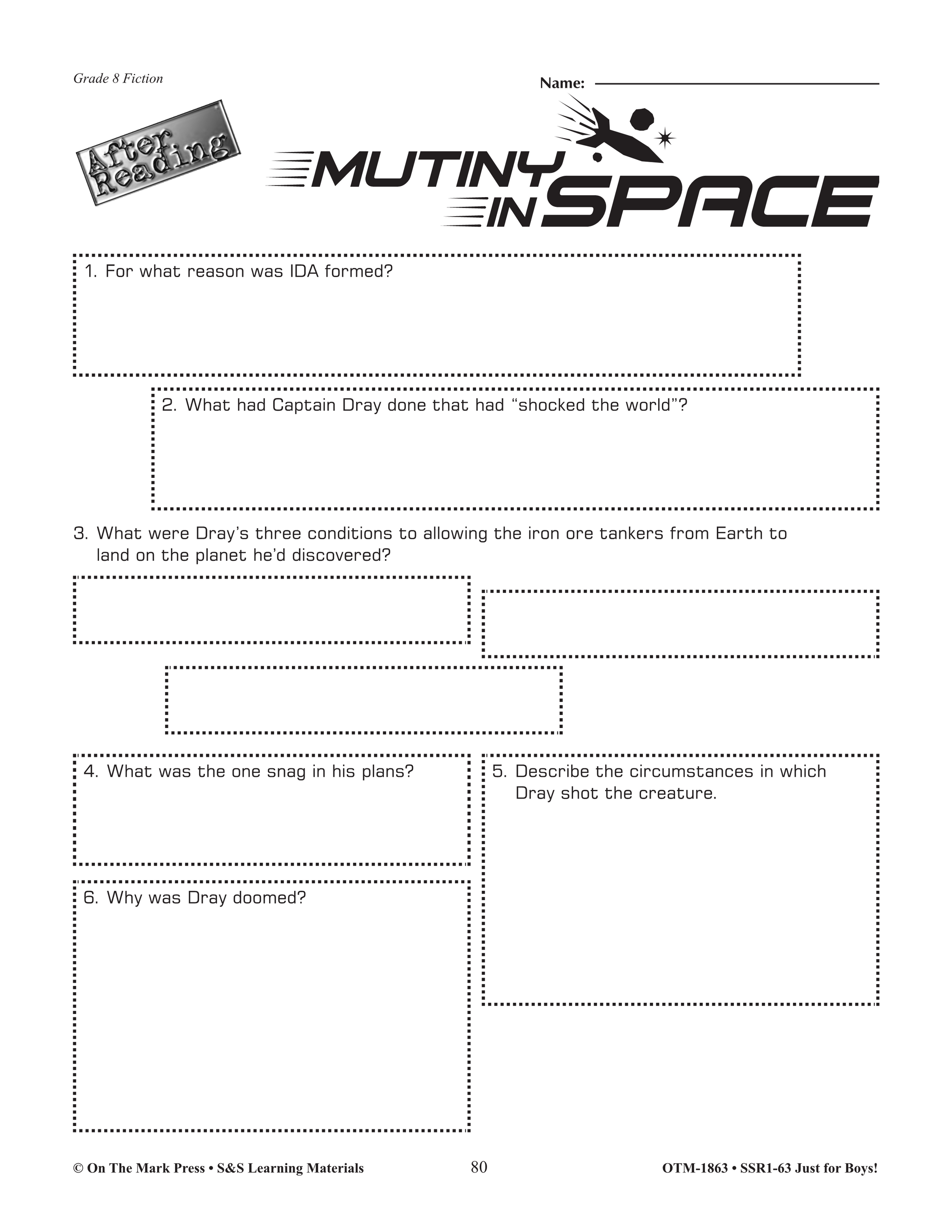 Fiction Reading Comprehension Activities For Boys Grade 8