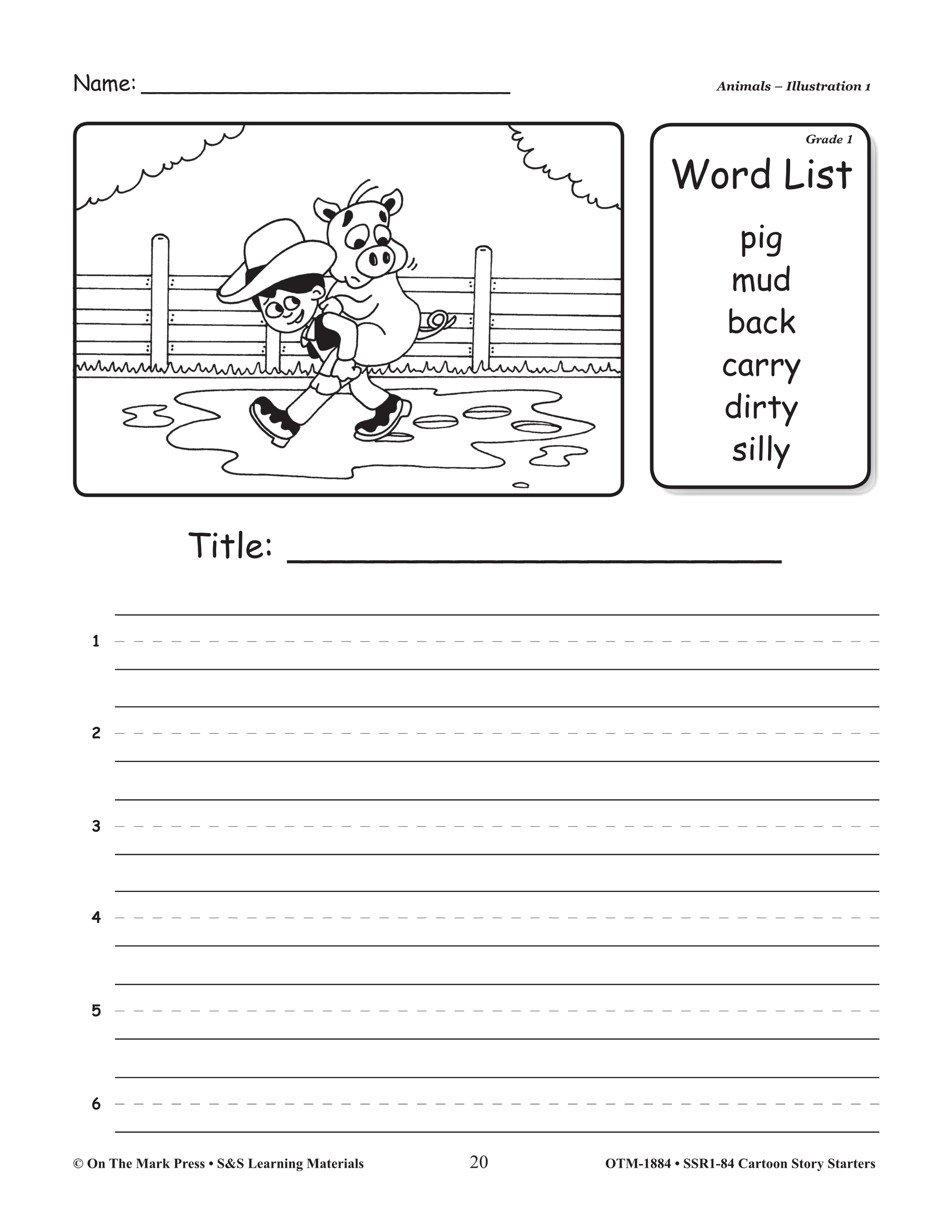 Animal Stories Cartoon Story Starters Grades 1-3