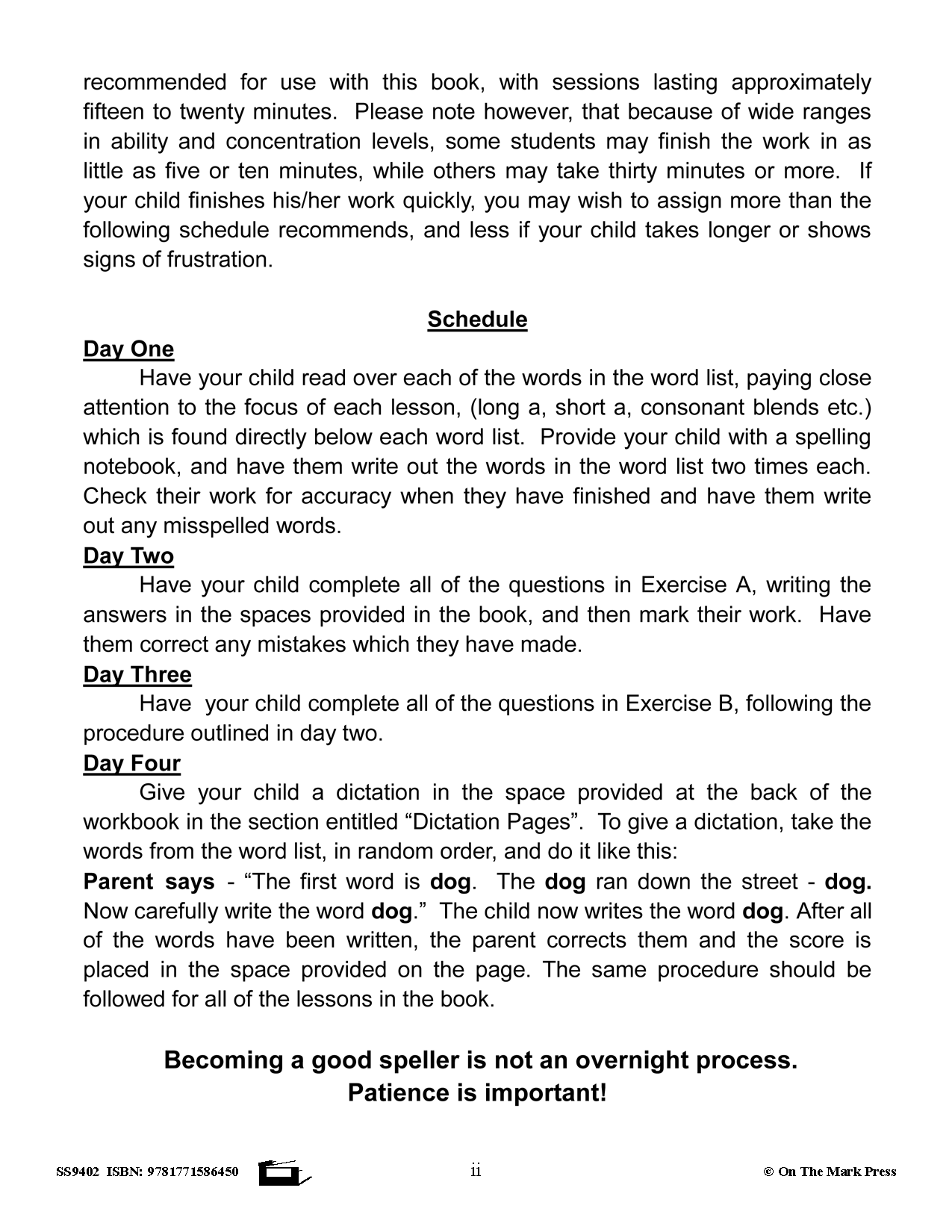 Spelling Grades 3/4 Workbook - Canadian Spelling Lessons/Worksheets