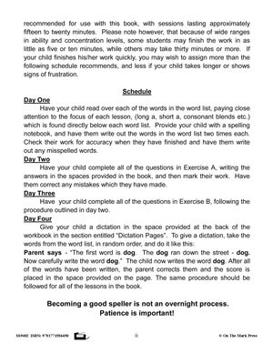 Spelling Grades 3/4 Workbook - Canadian Spelling Lessons/Worksheets