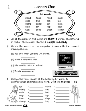 Spelling Grades 3/4 Workbook - Canadian Spelling Lessons/Worksheets