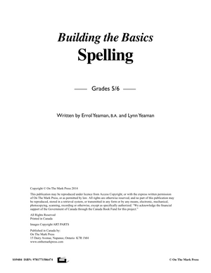 Spelling Grades 5/6 Workbook - Canadian Spelling Lessons/Worksheets