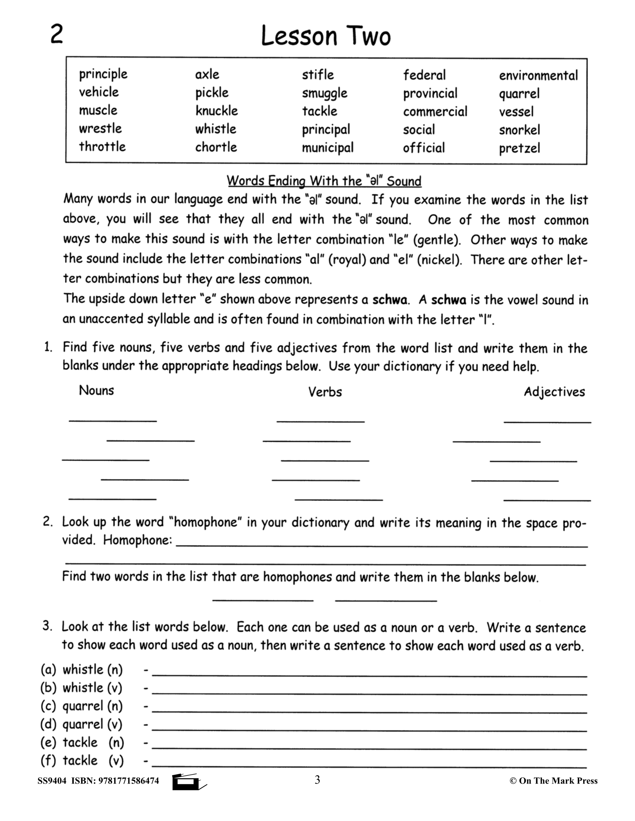 Spelling Grades 5/6 Workbook - Canadian Spelling Lessons/Worksheets