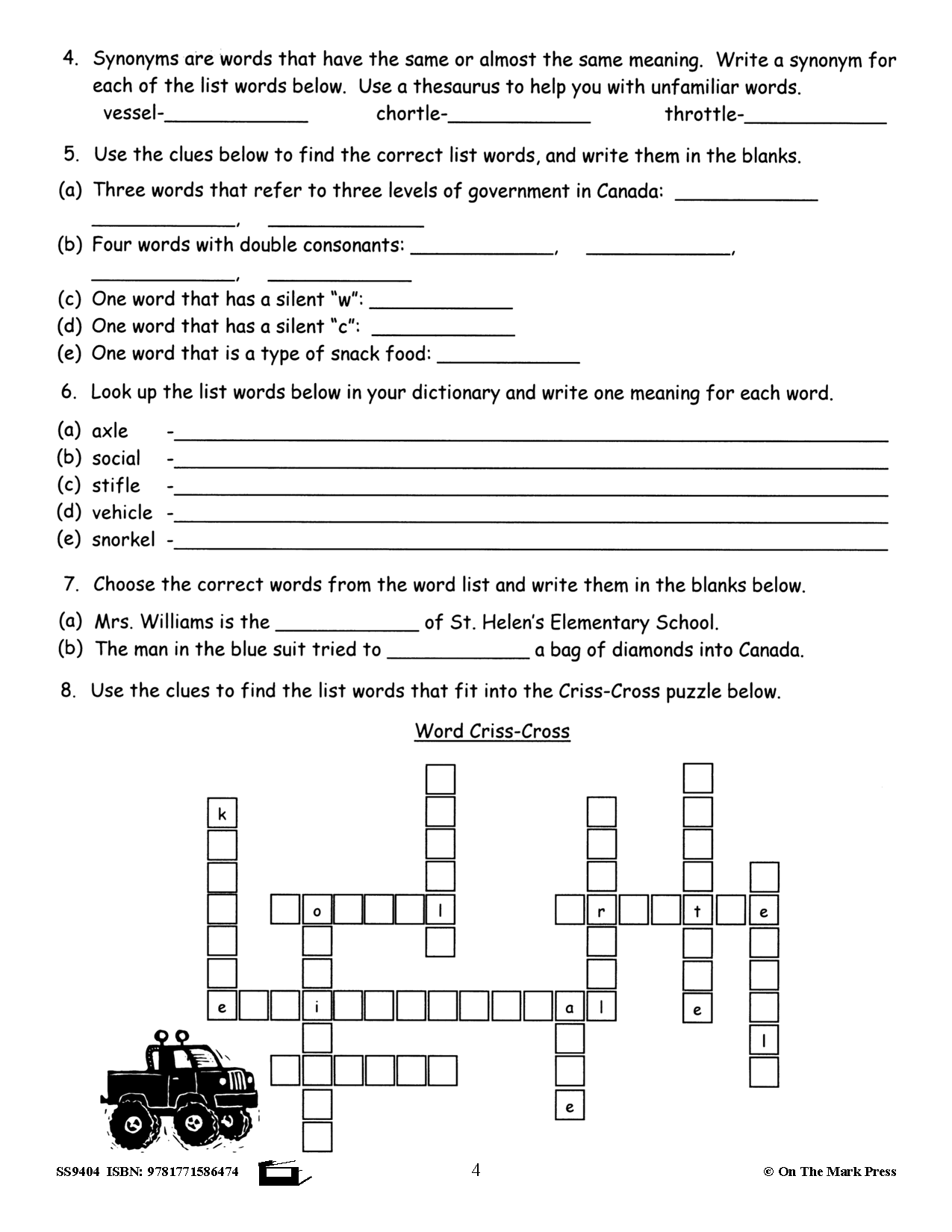 Spelling Grades 5/6 Workbook - Canadian Spelling Lessons/Worksheets