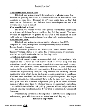 Division Drill Facts Workbook Grades 3/4