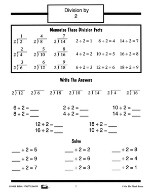 Division Drill Facts Workbook Grades 3/4