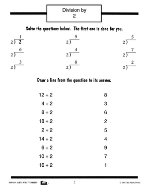 Division Drill Facts Workbook Grades 3/4