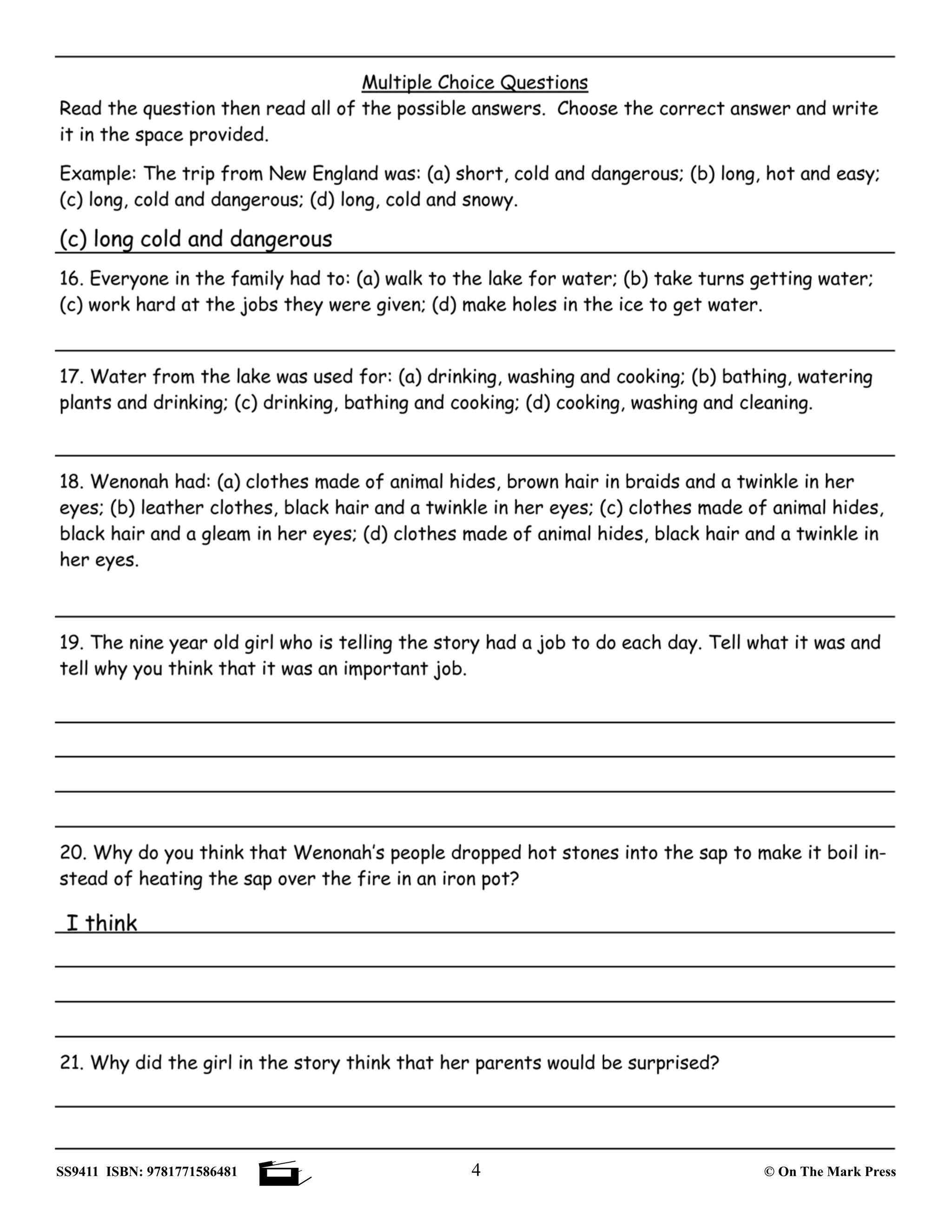 Reading Comprehension Exercises Grade 3 for Ontario Grade 3 Standardized Test