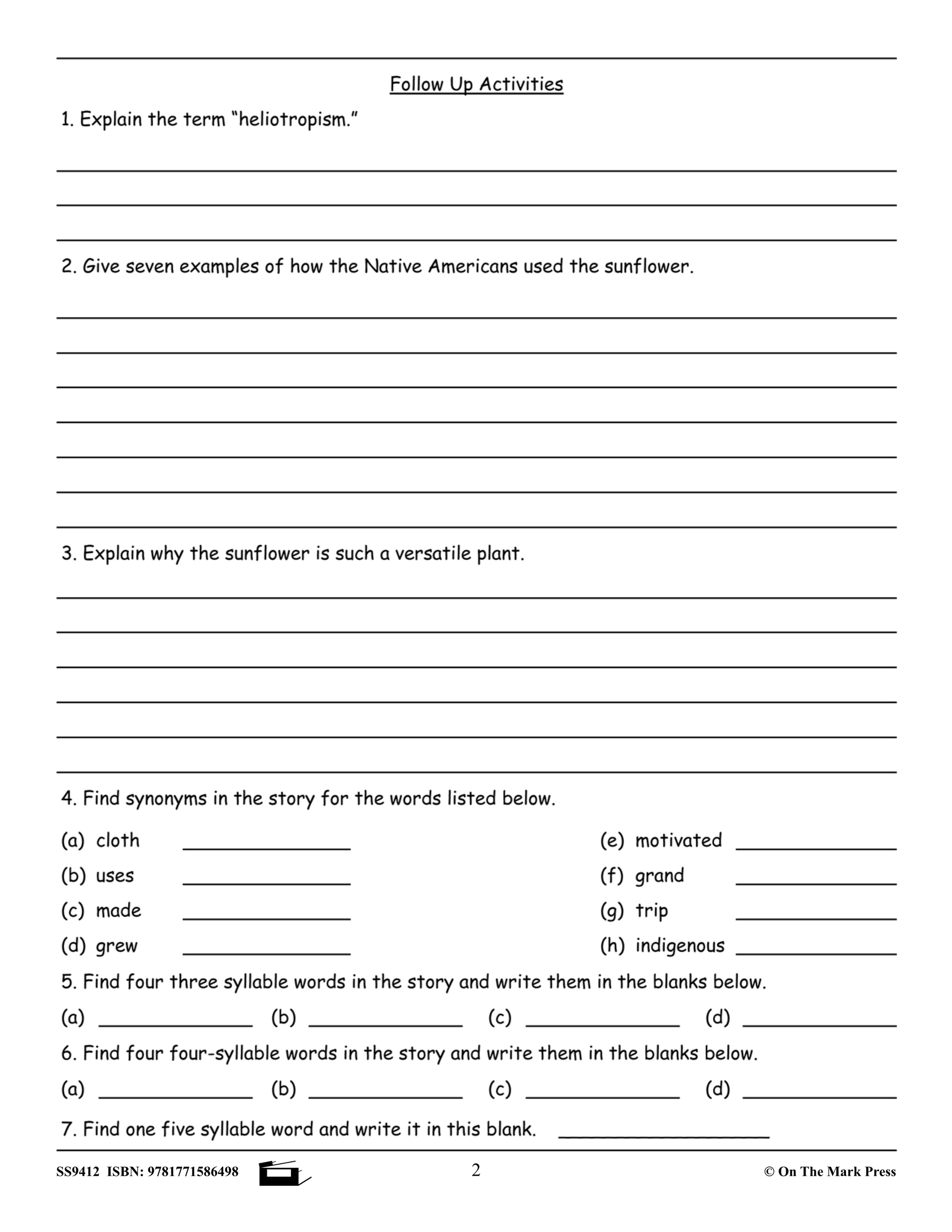 Reading Comprehension Exercises Grade 6 for the Ontario Standardized Test!