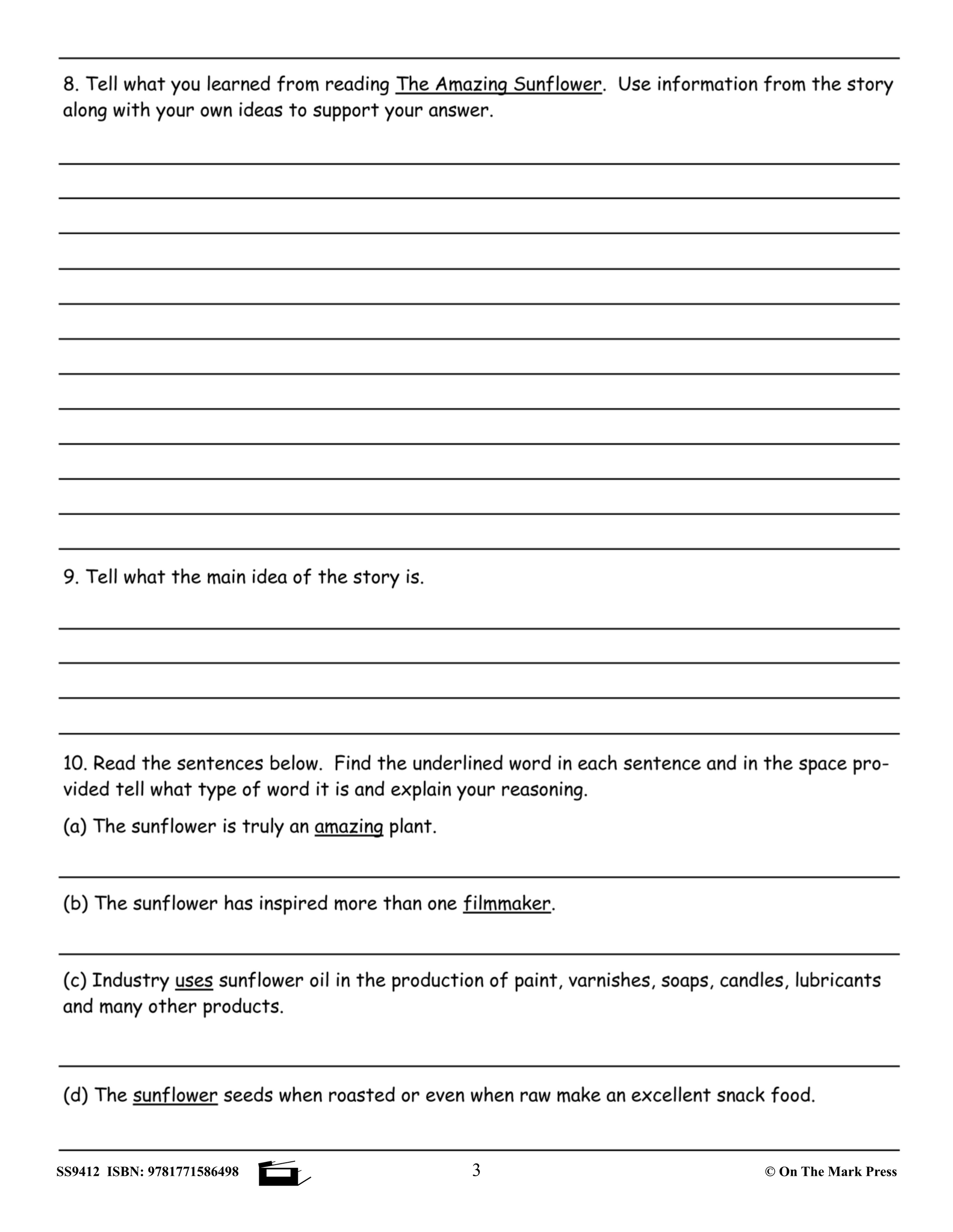 Reading Comprehension Exercises Grade 6 for the Ontario Standardized Test!