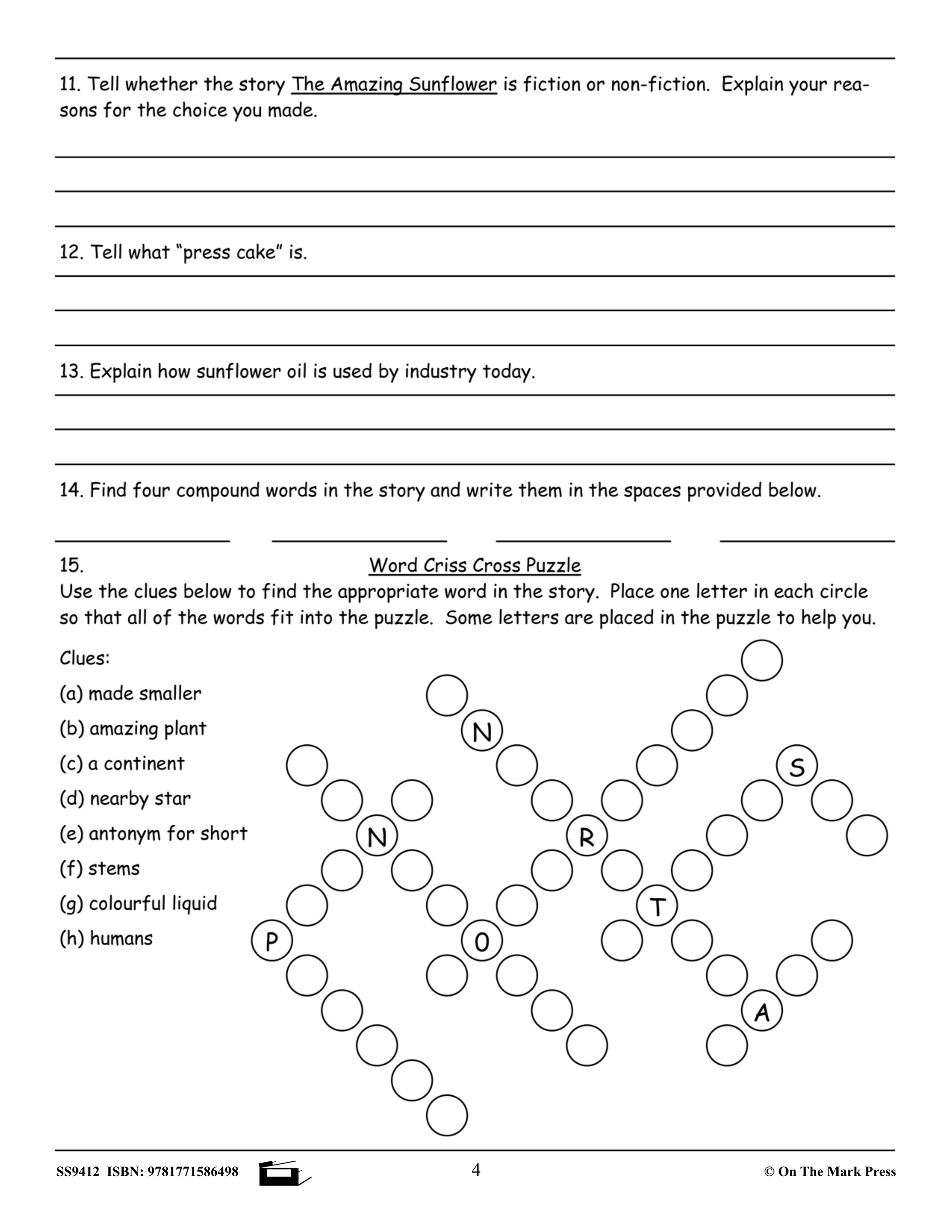 Reading Comprehension Exercises Grade 6 for the Ontario Standardized Test!