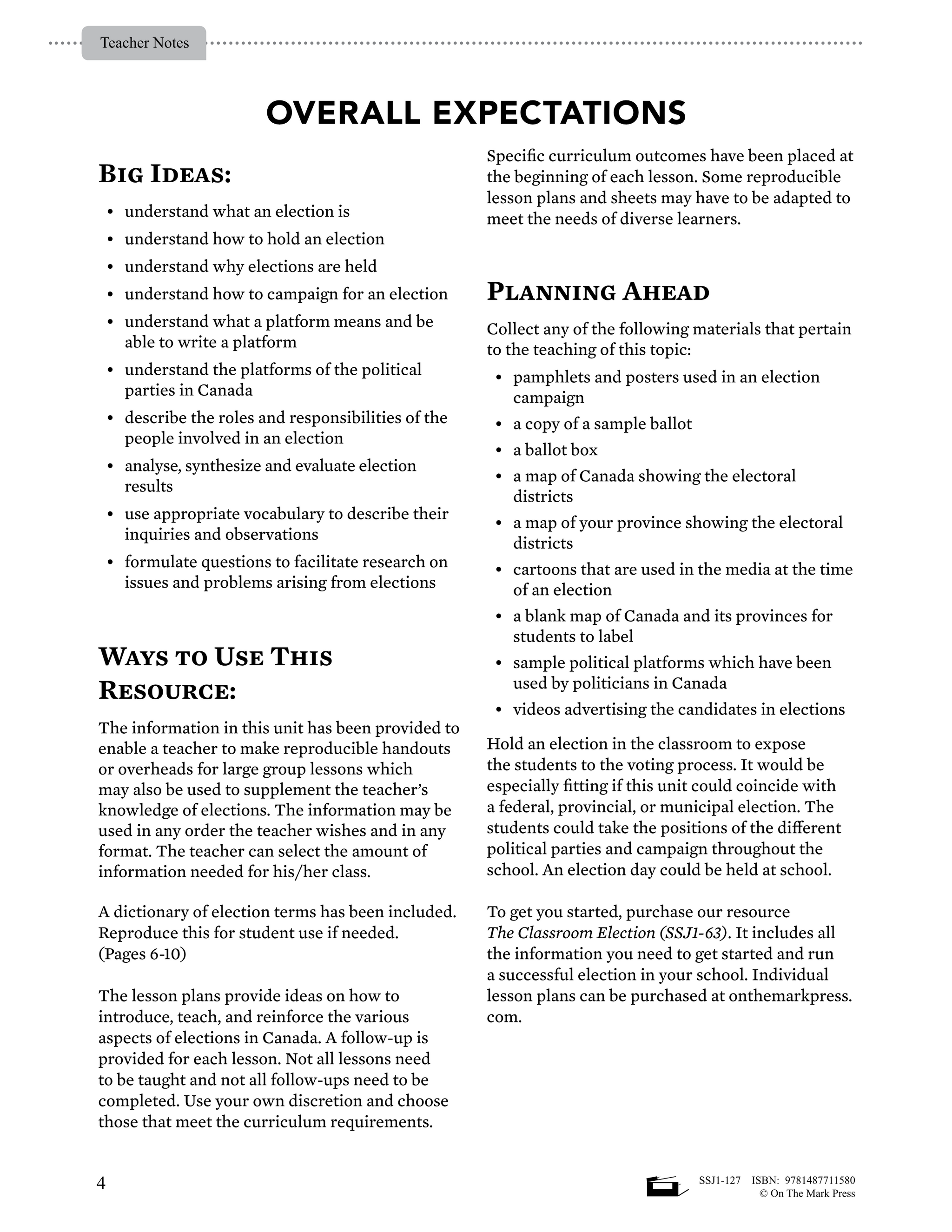 Canada's Federal Election Process Gr. 4-8