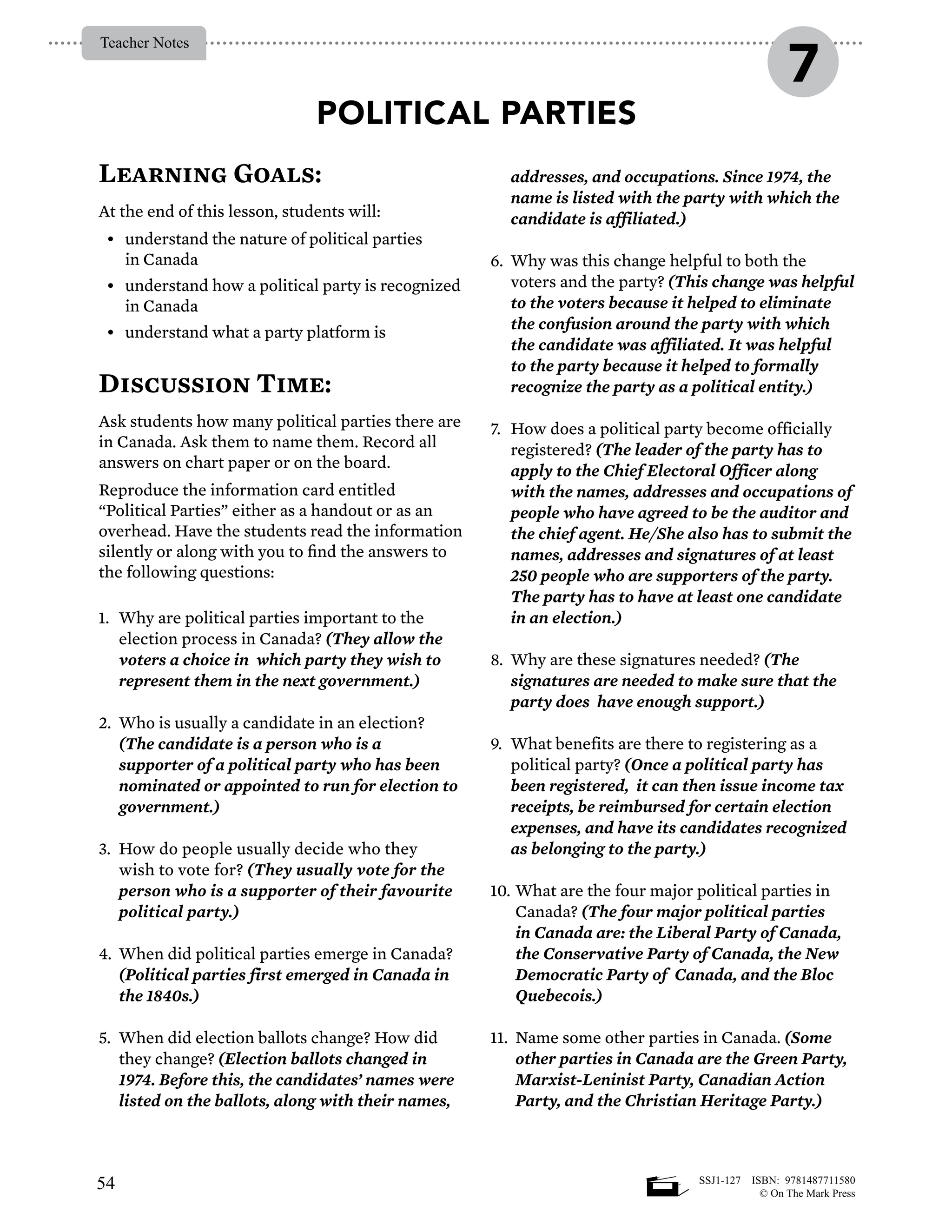 Canada's Federal Election Process Gr. 4-8