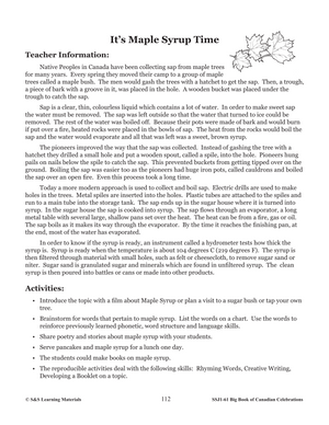 Maple Syrup Time Activity Gr. 1-3