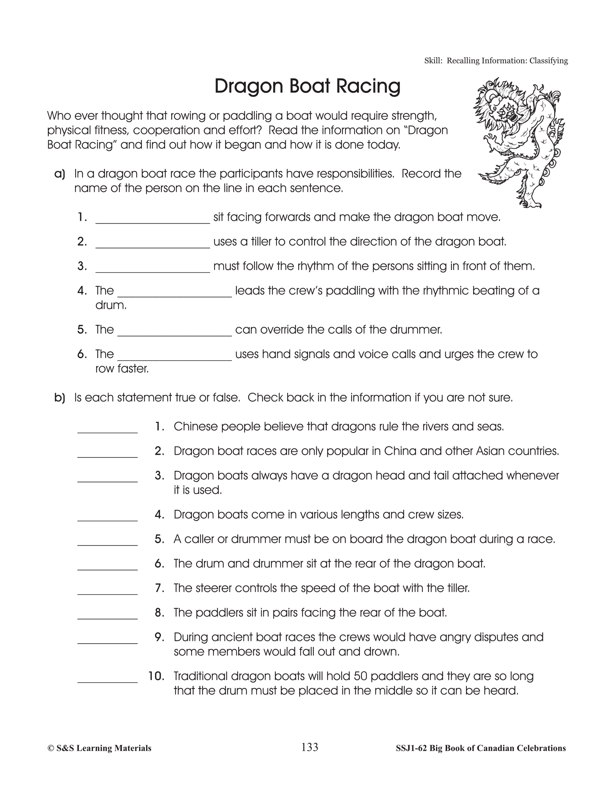 Dragon Boat Racing Lesson Gr. 4-6