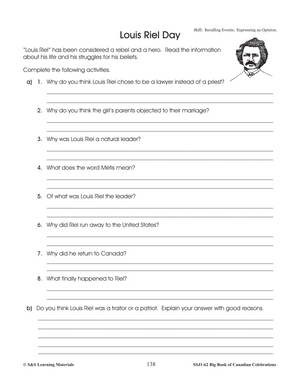 Louis Riel Day Gr. 4-6 E-Lesson Plan