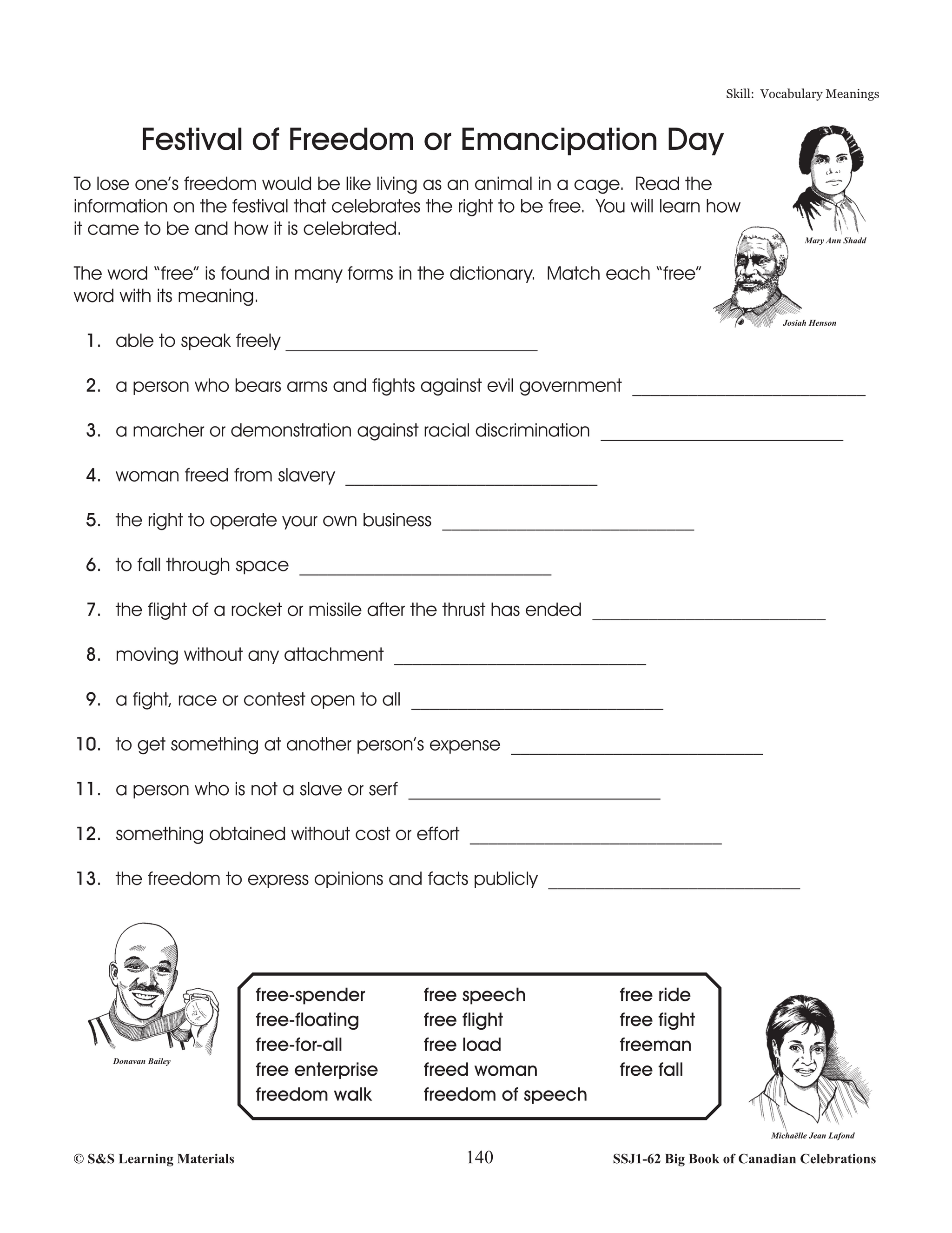 Festival of Freedom or Emanicipation Day Lesson Gr. 4-6