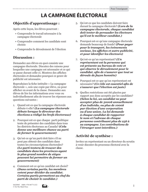 La Campagne Electorale Plan De Cours 4e à 8e année
