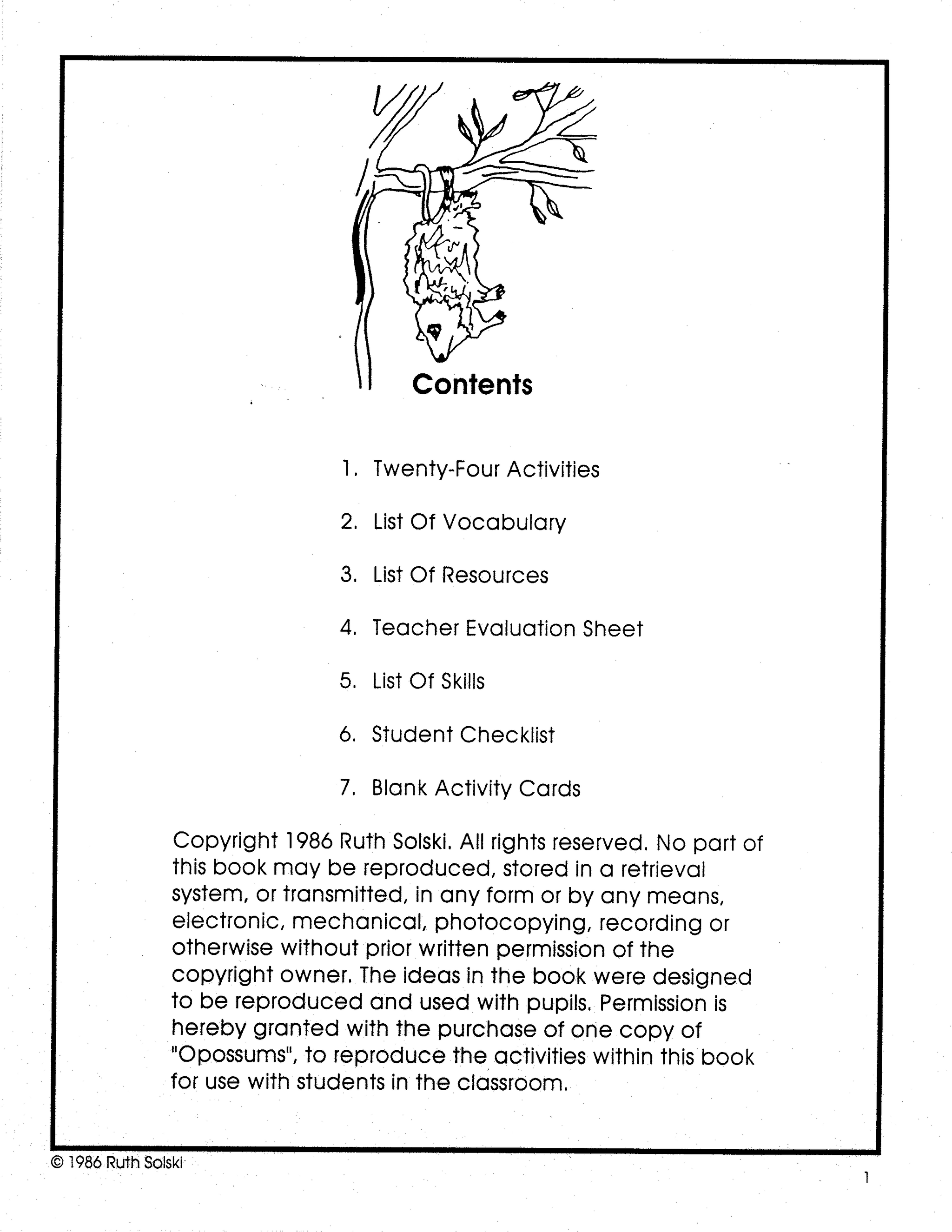 Opossums Grades 3-5