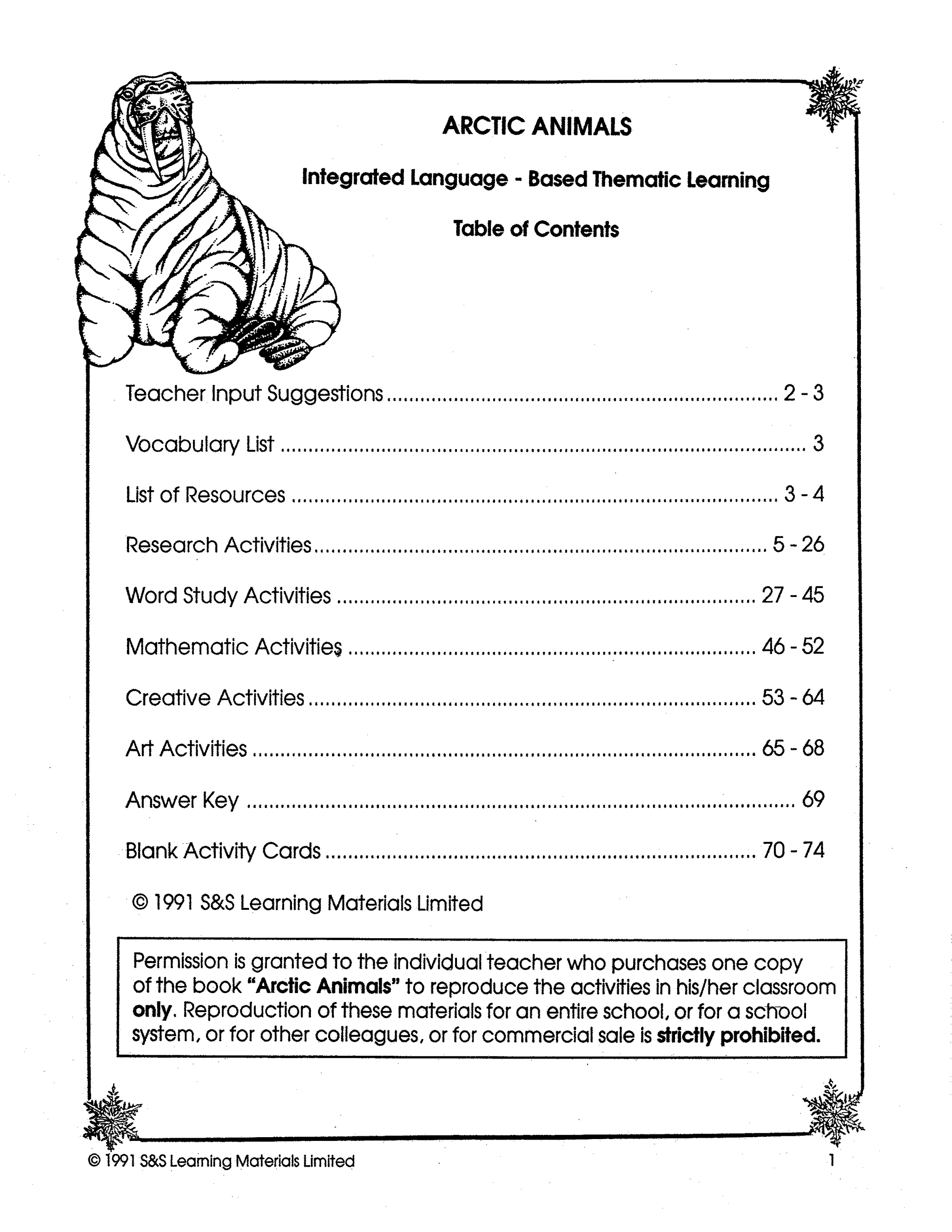 Arctic Animals Grade 4-6