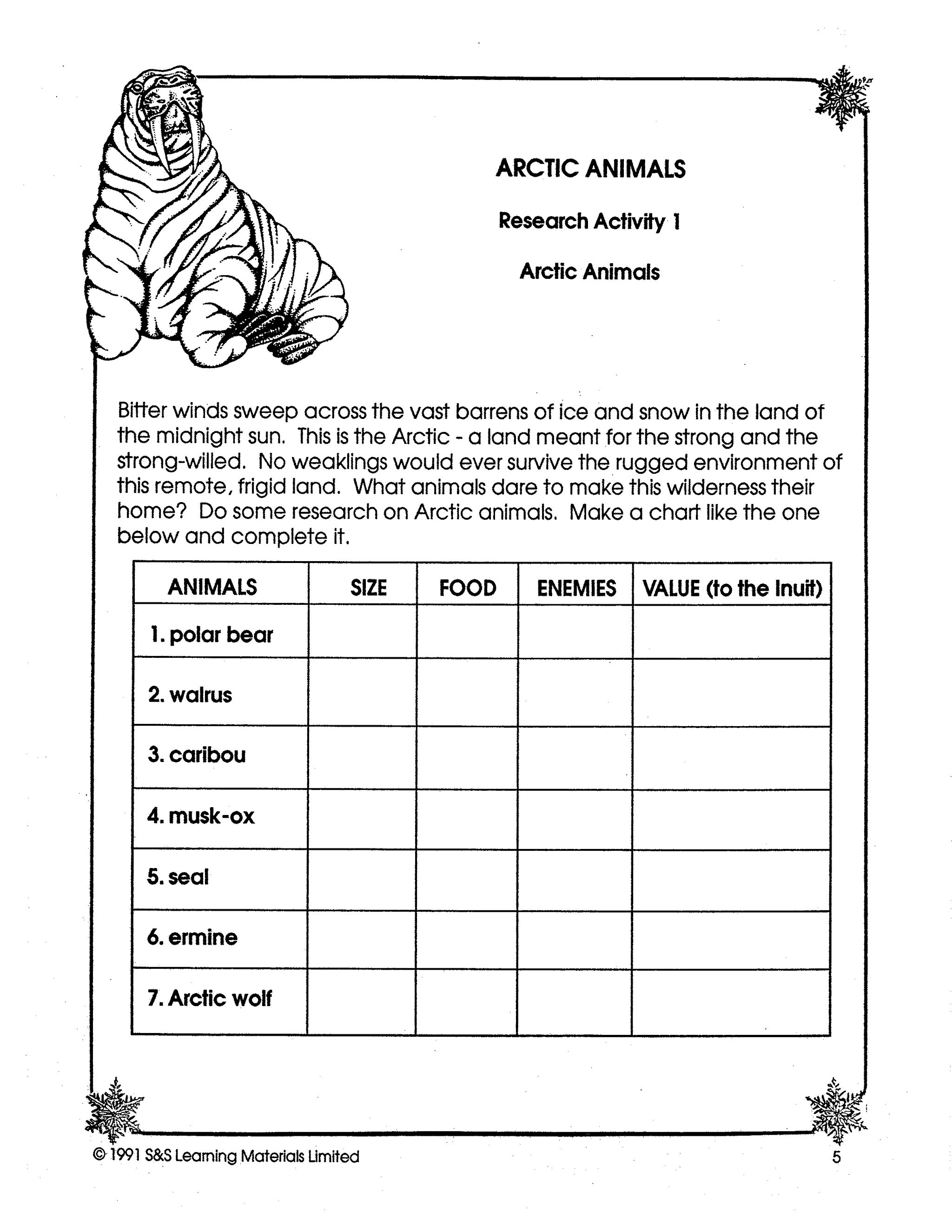 Arctic Animals Grade 4-6