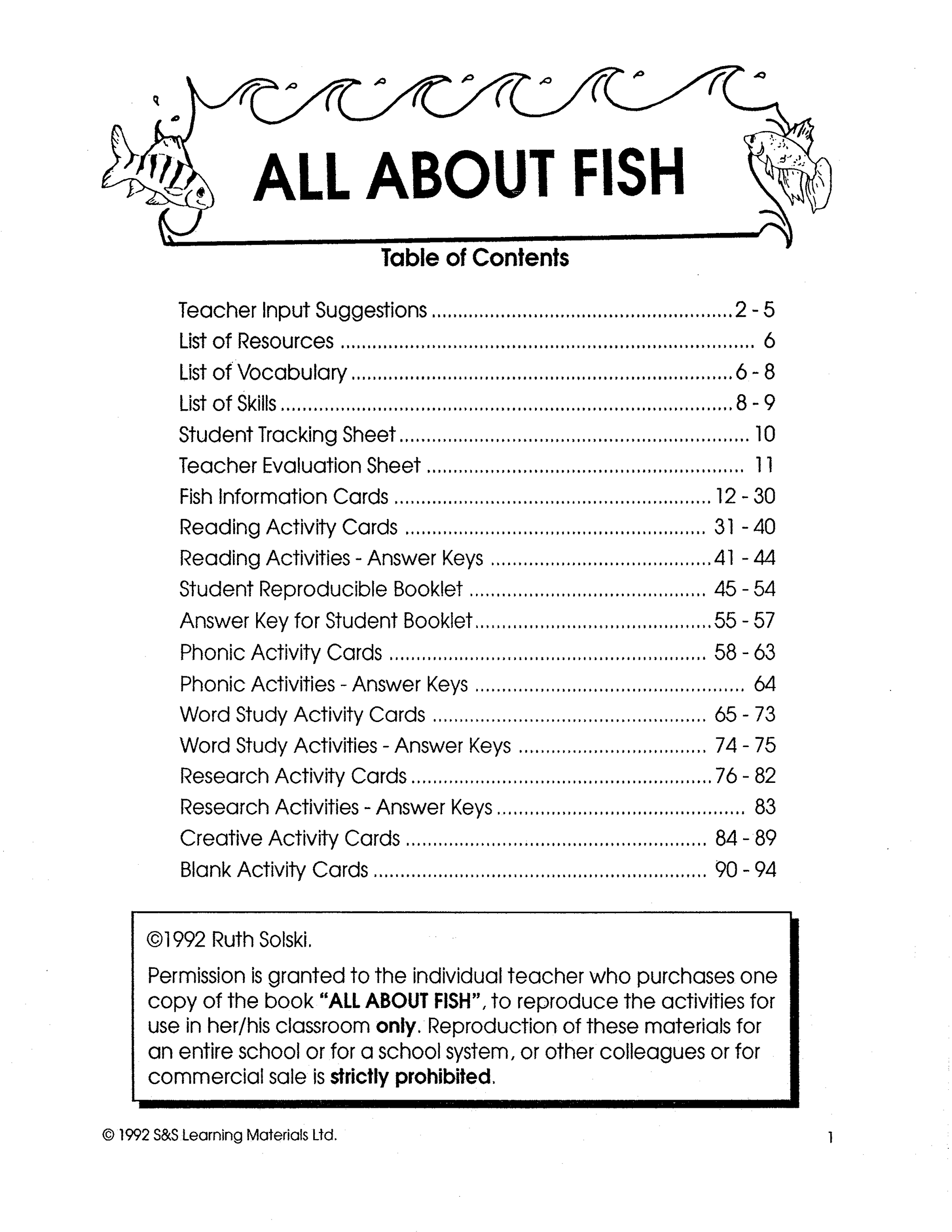 All About Fish Grades 4-6