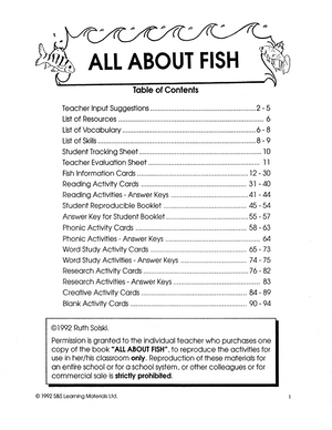 All About Fish Grades 4-6