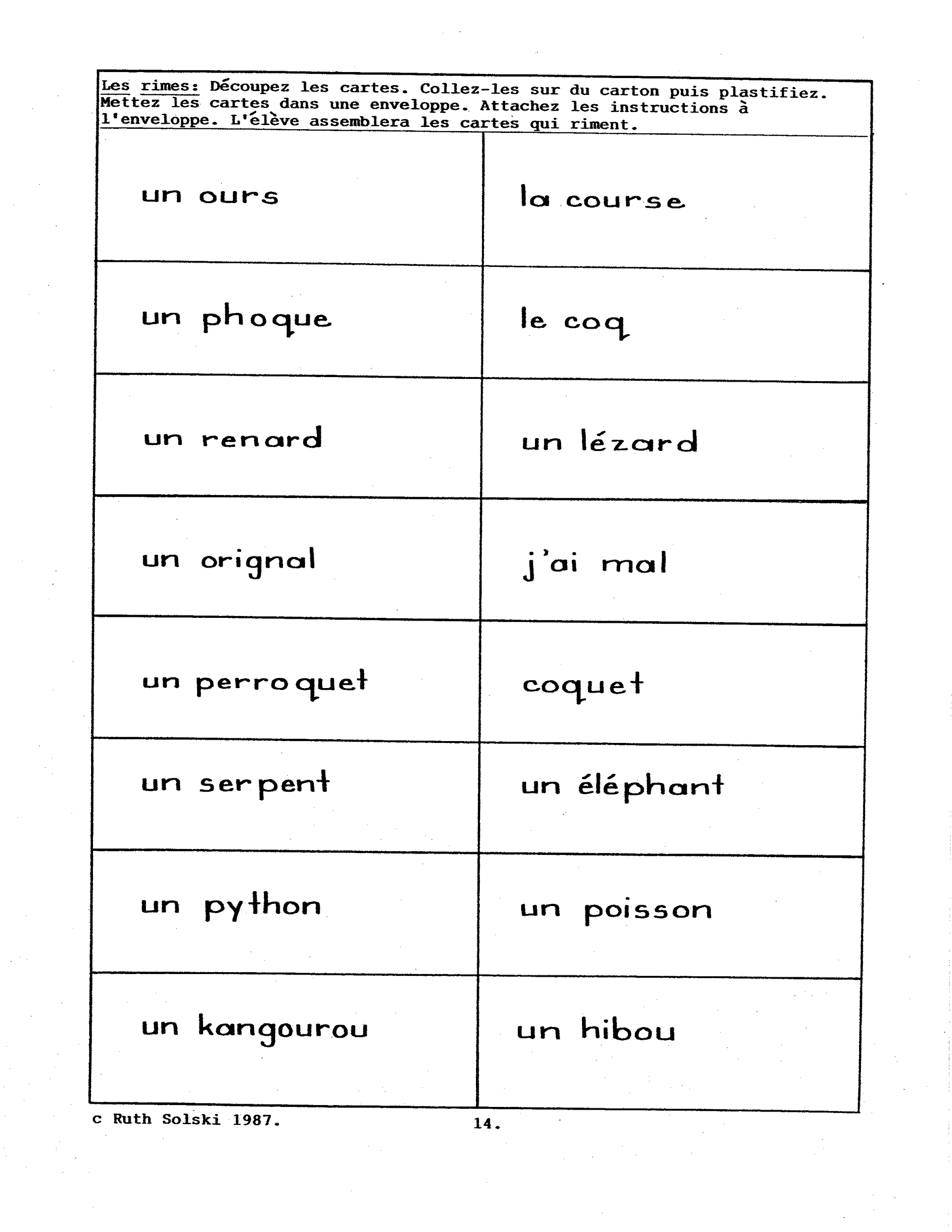 Les Animaux du Zoo 2e à 3e année