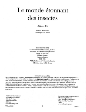 Le monde étonnant des insectes 4e à 6e année