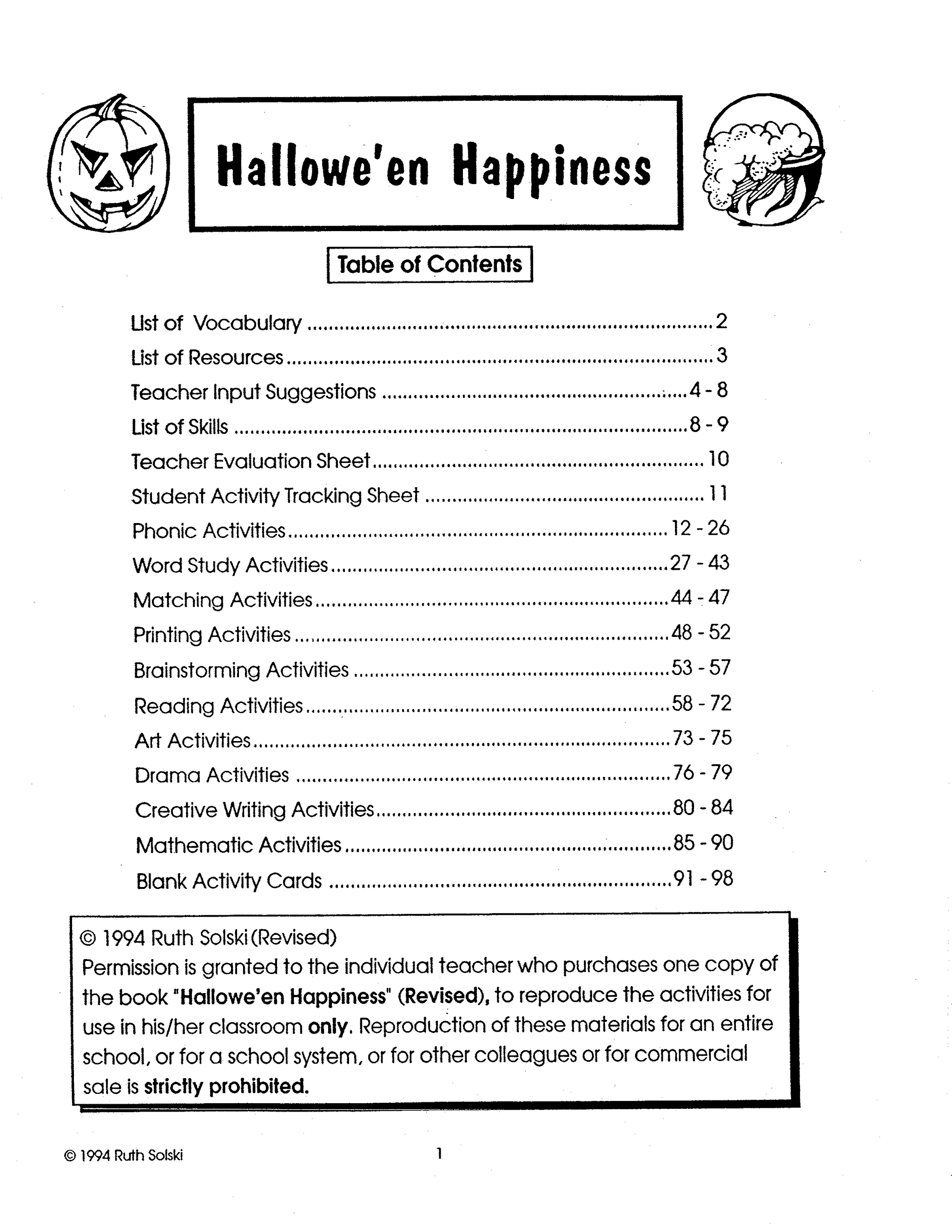 Halloween Happiness Grade  1