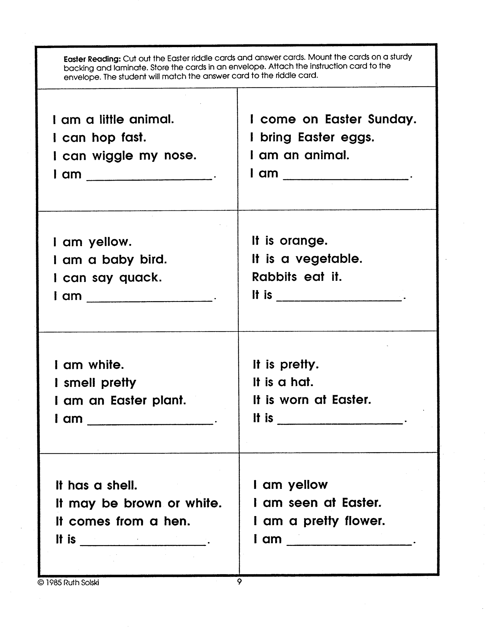 Easter Surprises Theme Grade 1