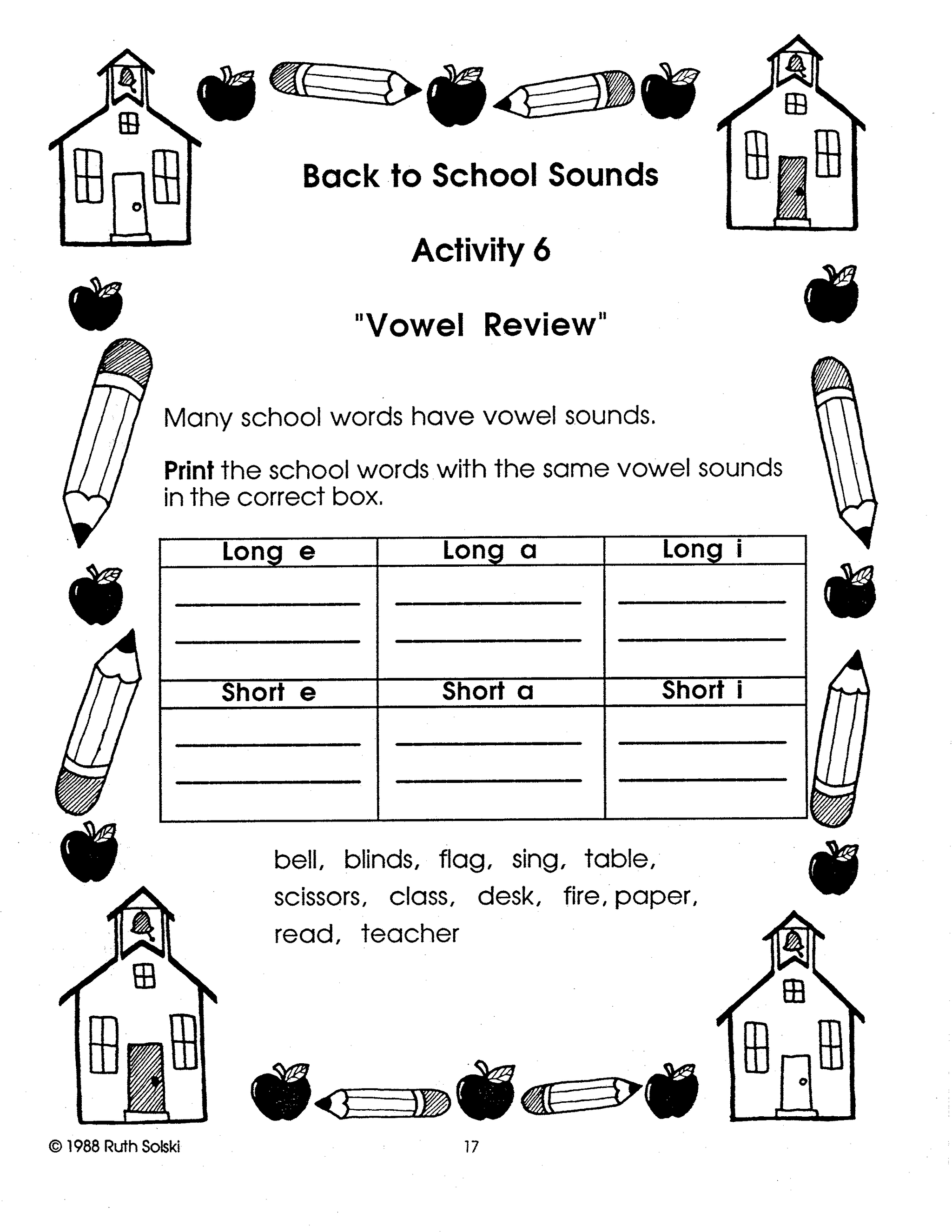 Back to School Theme Grades 2-3