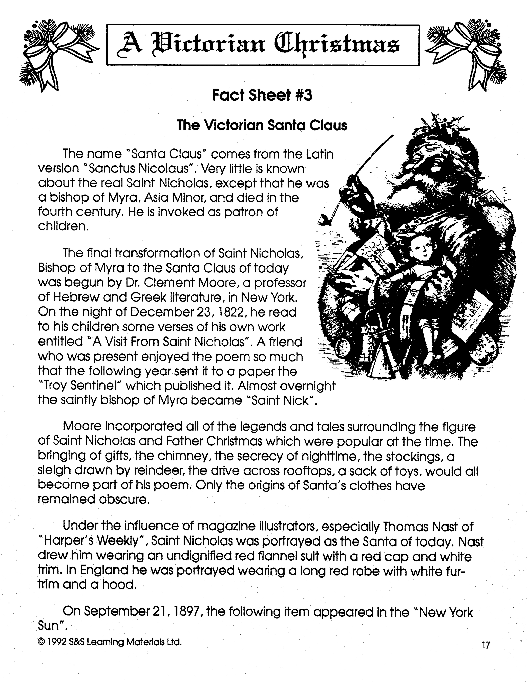 A Victorian Christmas Theme Grades 5-8