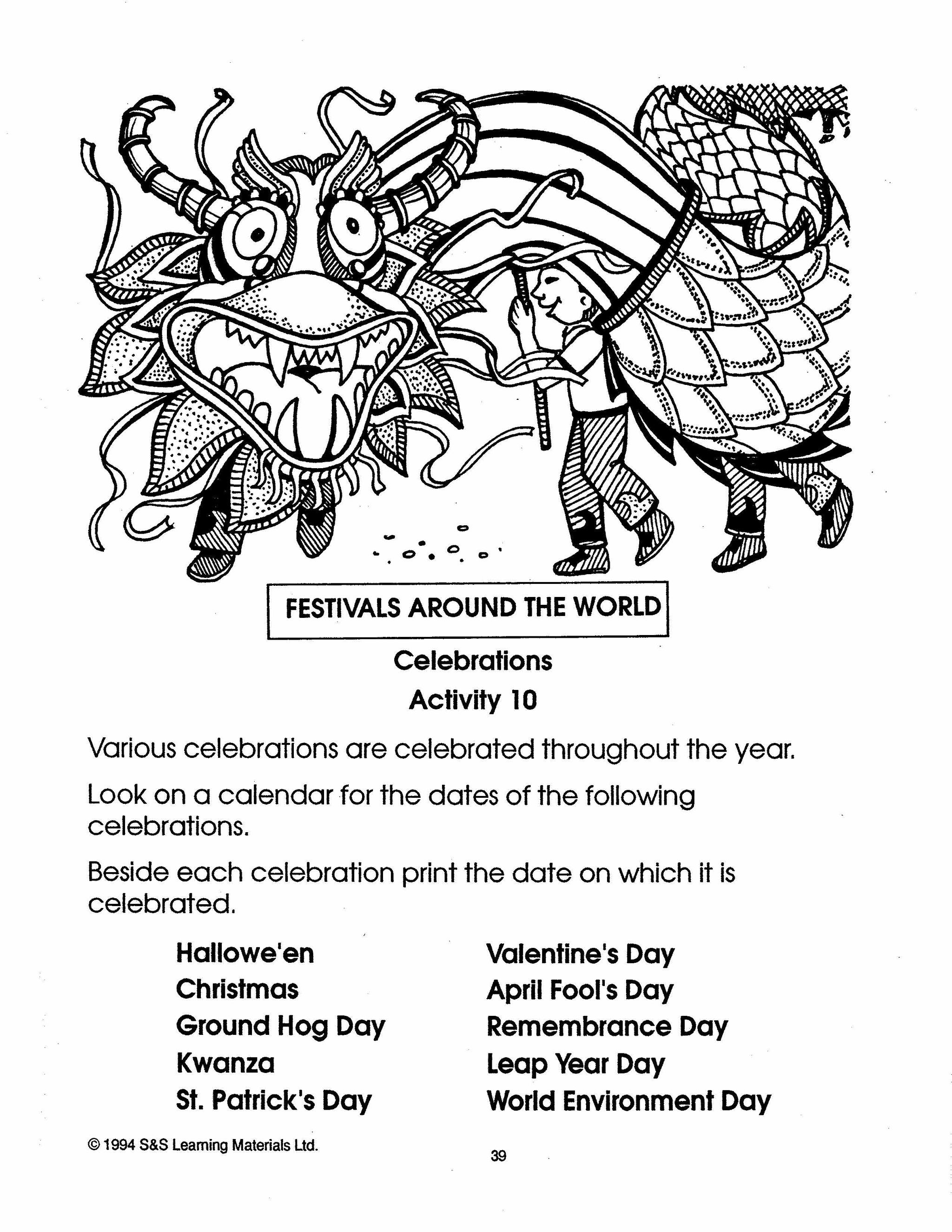 Festivals Around the World Grades 2-3