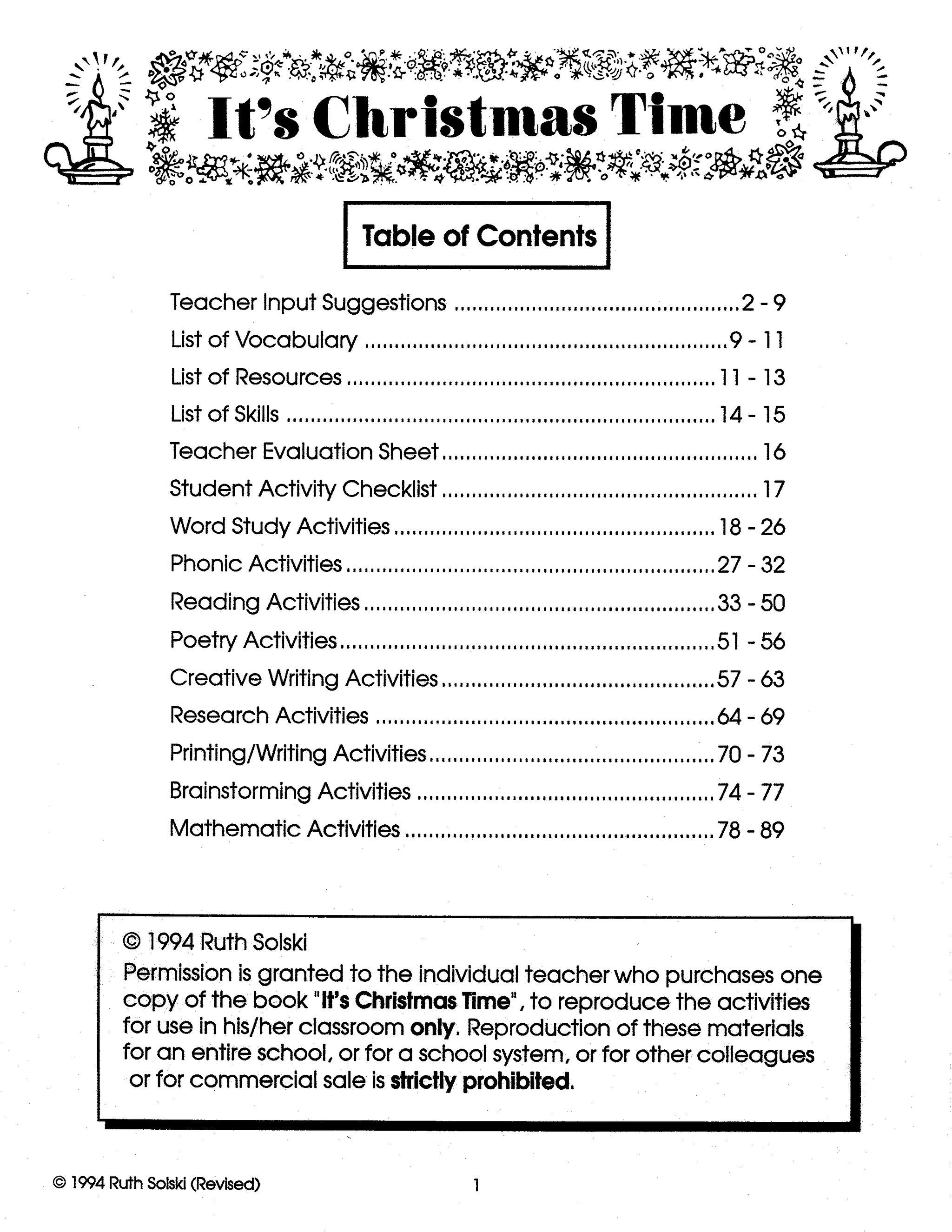 It's Christmas Time Grade 3