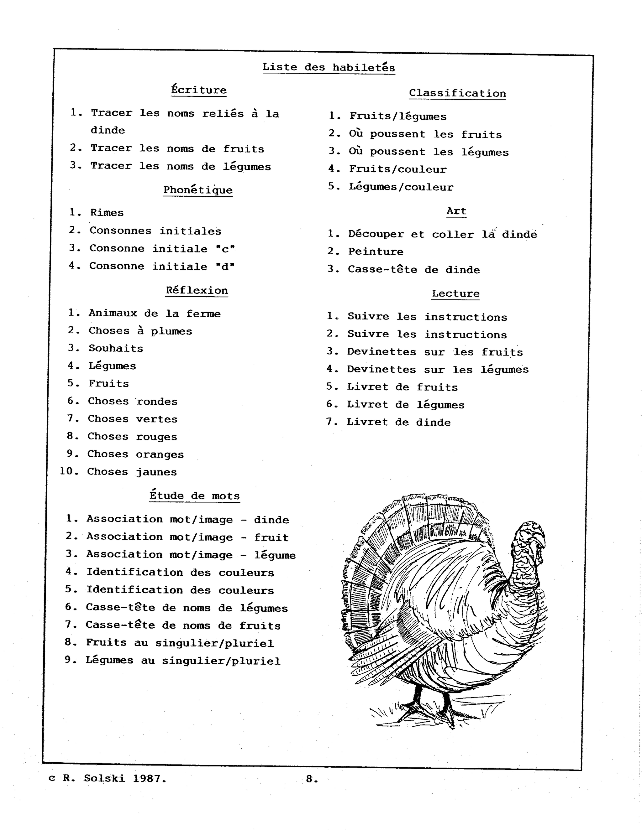 C'est le temps des récoltes! 1e à 2e année