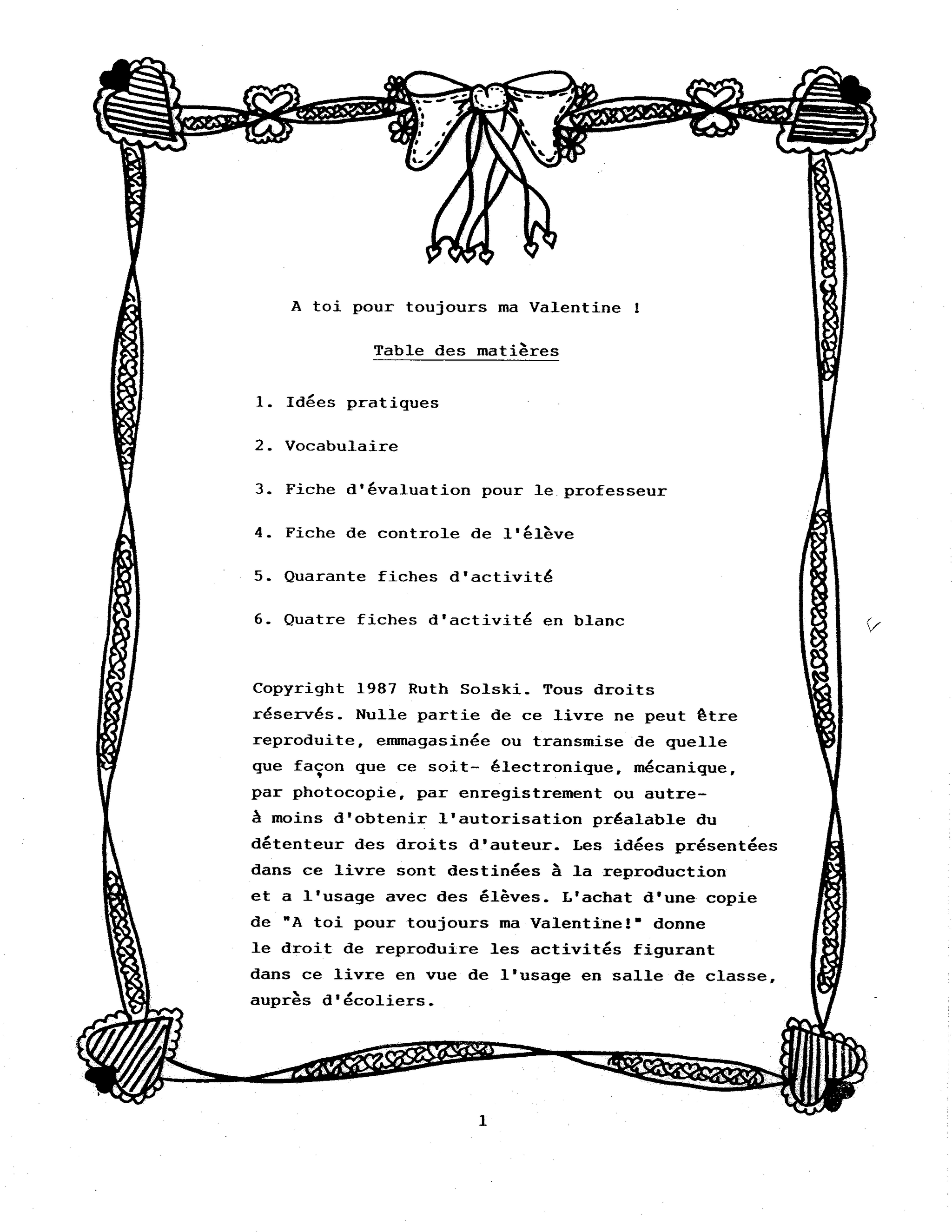 A toi pour toujours, ma Valentine! 2e année