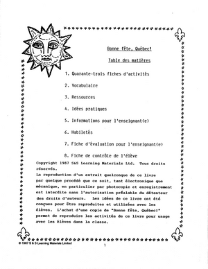 Bonne Fête, Québec! 2e à 3e année